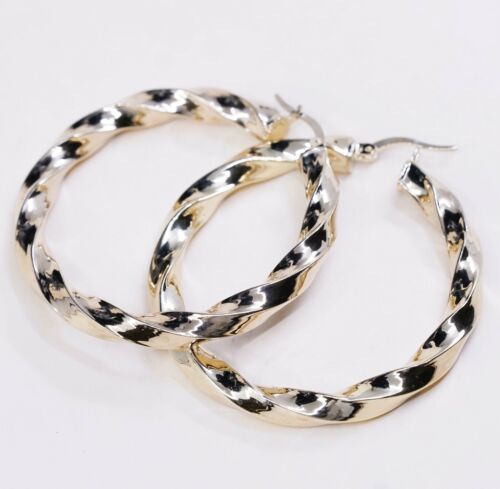 2”, Turkey Vermeil gold over Sterling Silver Twisted hoops 925 Handmade Earrings