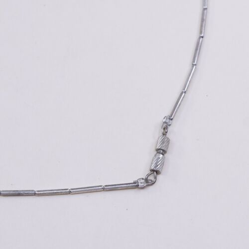 20”, Native American Sterling silver Bar Link necklace W/ Coral Long Bar Pendant