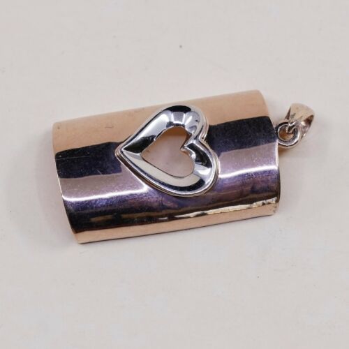Vintage Vermeil Rose Gold sterling silver pendant, 925 Tag W/ Heart Cut Out