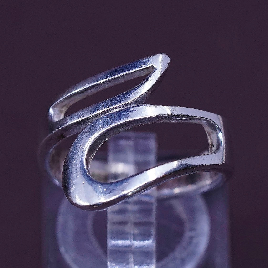 sz 6, vtg Sterling silver handmade ring, 925 wrap band