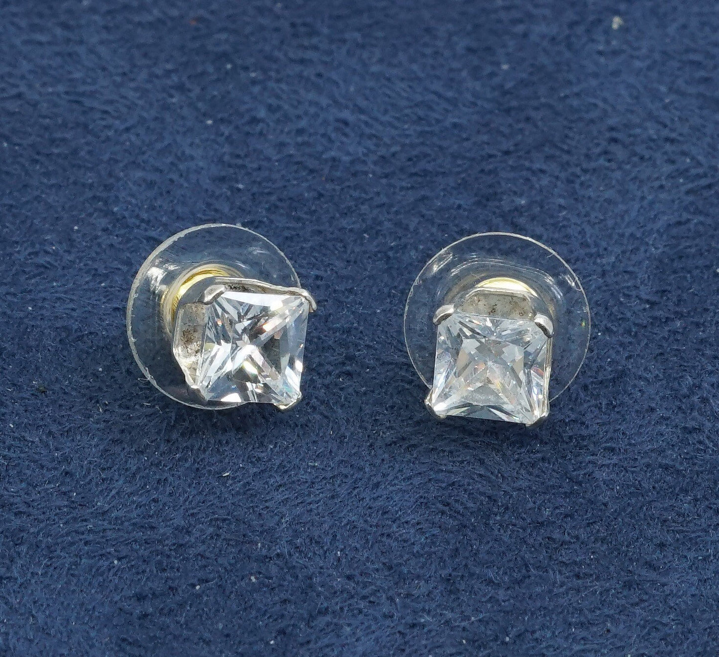 6mm, Sterling silver handmade earrings, 925 w/ square Swarovski crystal studs