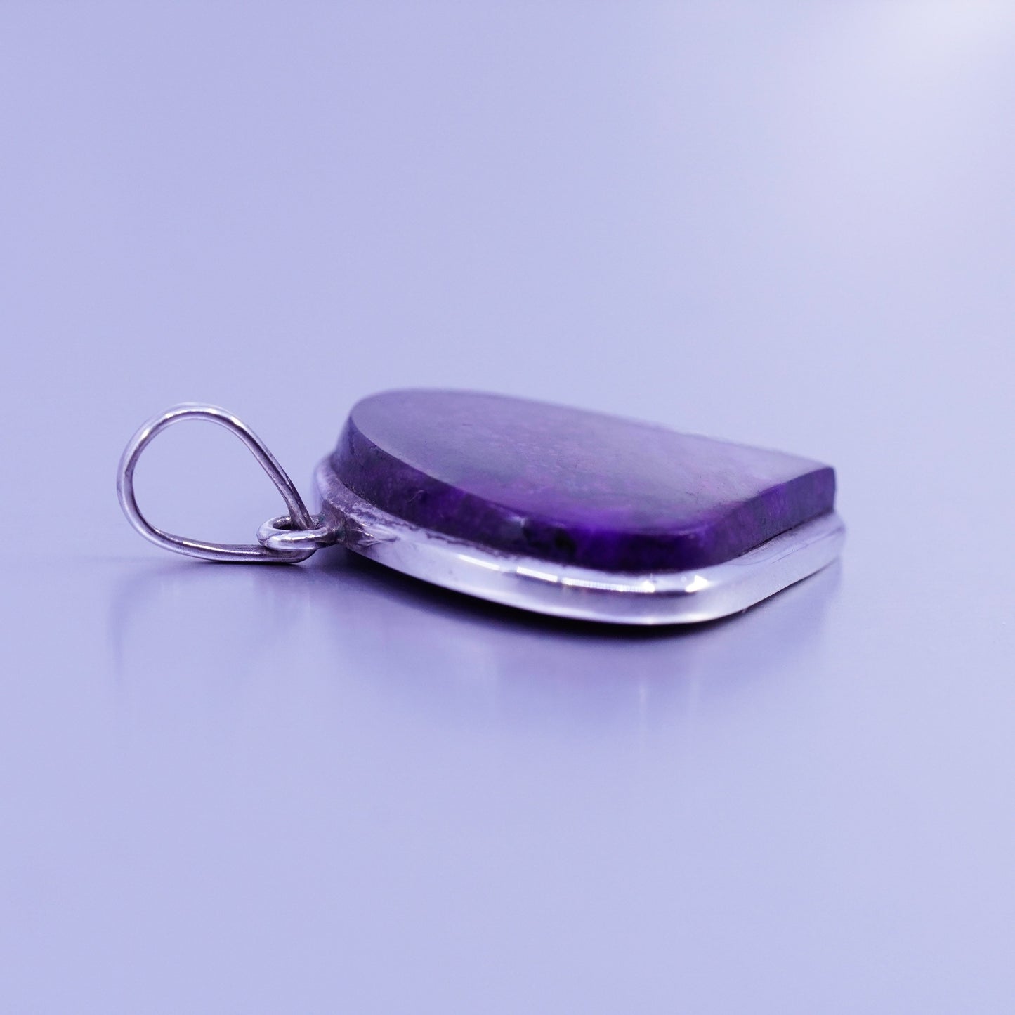 antique sterling 925 silver handmade charm teardrop pendant with purple jasper