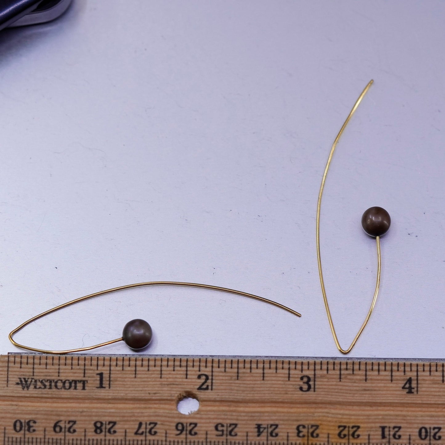 vermeil gold over Sterling 925 silver handmade earrings with freshwater pearl