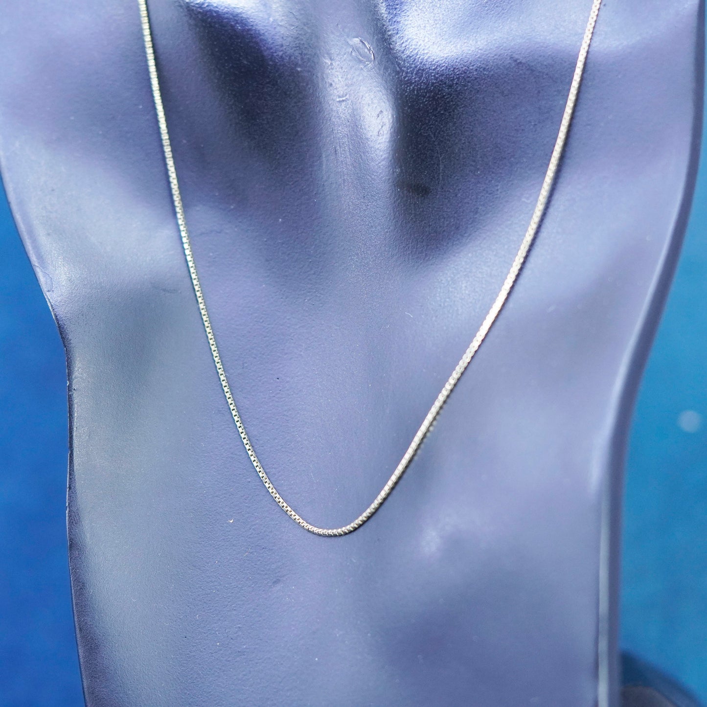 18”, 1mm, vintage Sterling silver necklace, gold over 925 silver box chain