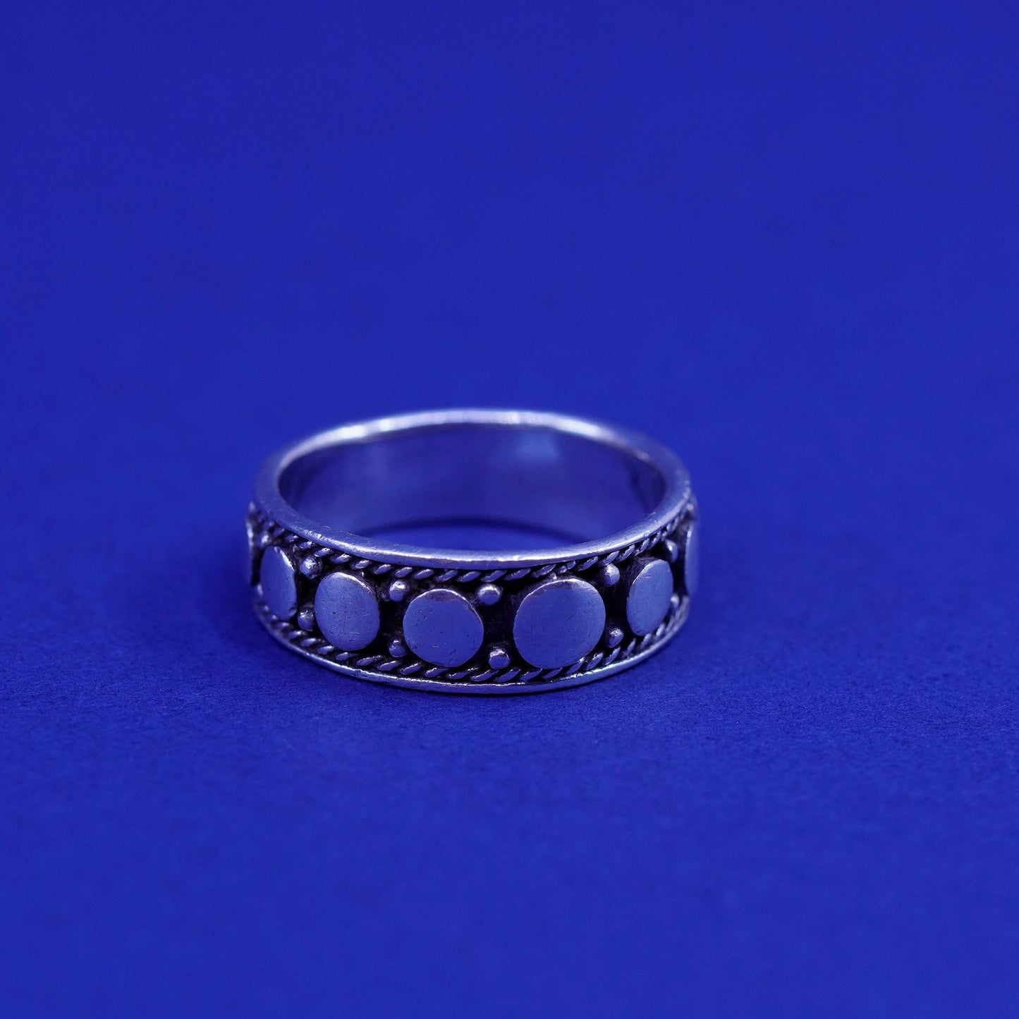 Size 6.75, shube southwestern Sterling silver handmade ring, 925 beaded band