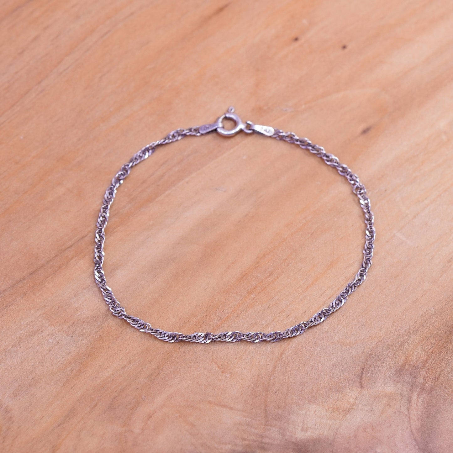 7.25”, Sterling silver handmade bracelet, Italy 925 twisted flatten curb chain