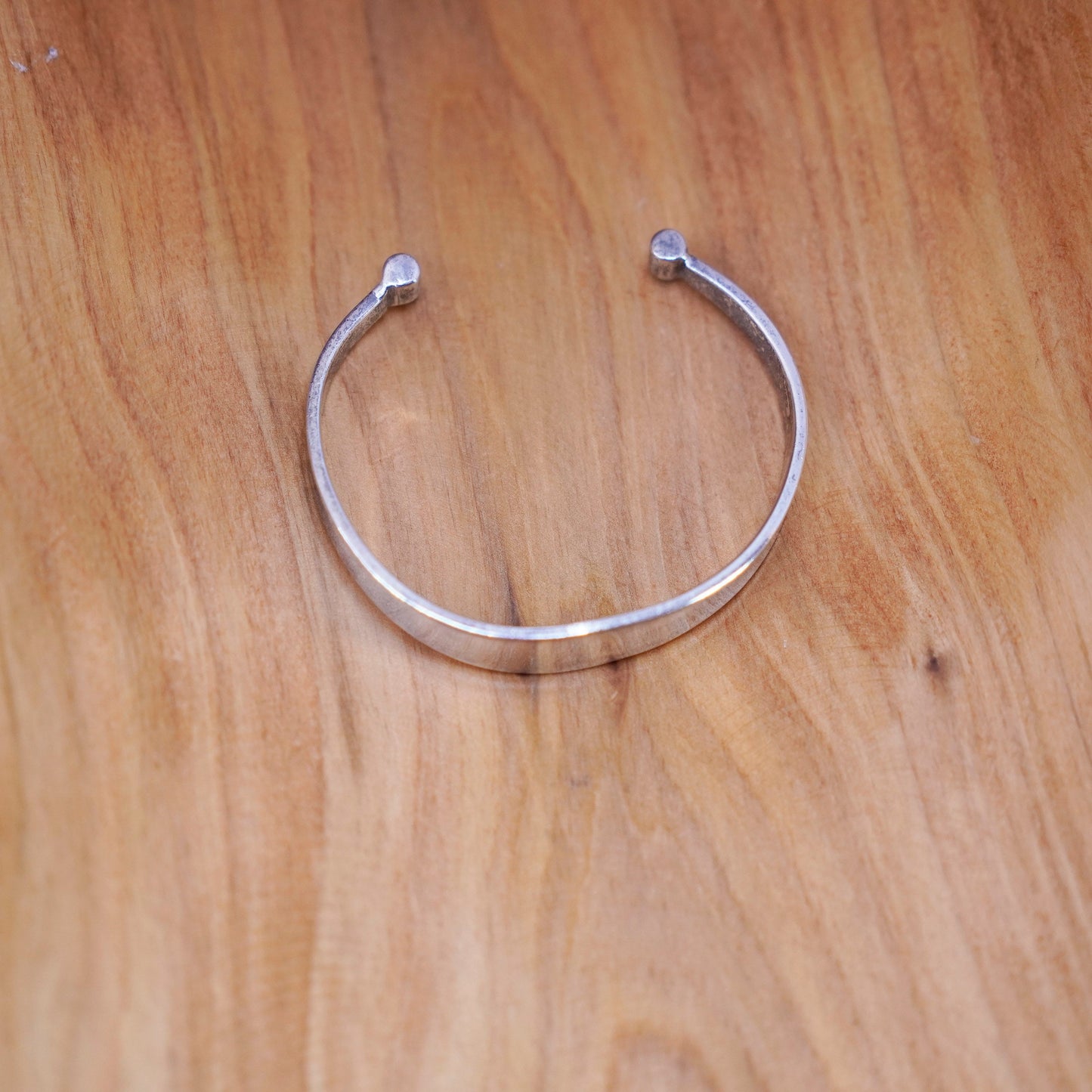 6.25”, antique sterling silver handmade bracelet, hammered 925 cuff