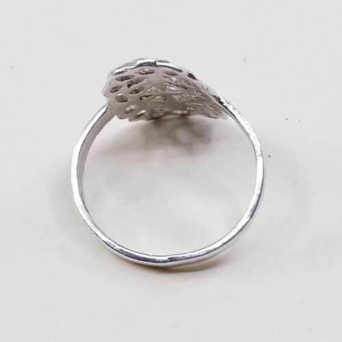 Size 5, Vtg Sterling Silver Handmade Ring, 925 Silver Band W/ Filigree Whirl