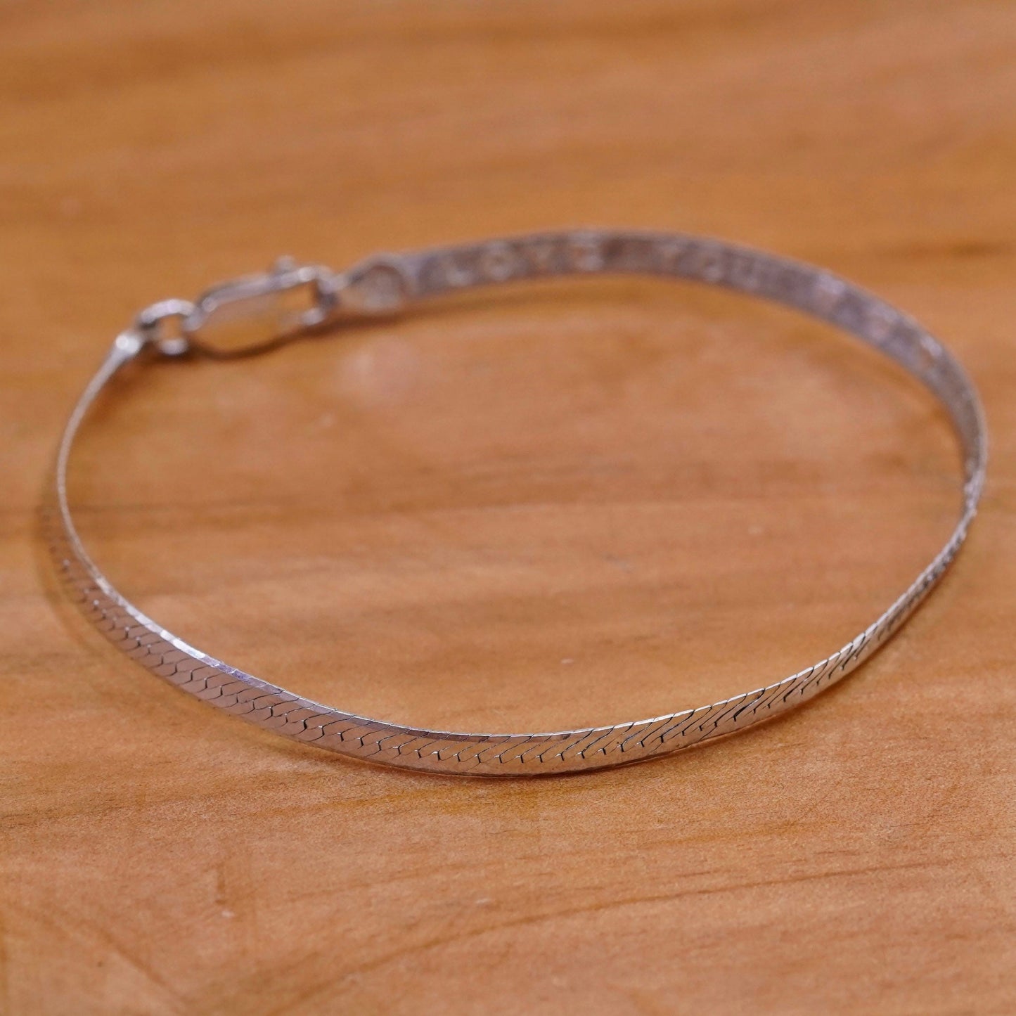 7.25”, Sterling silver star herringbone bracelet “I love you”, Italy 925 chain