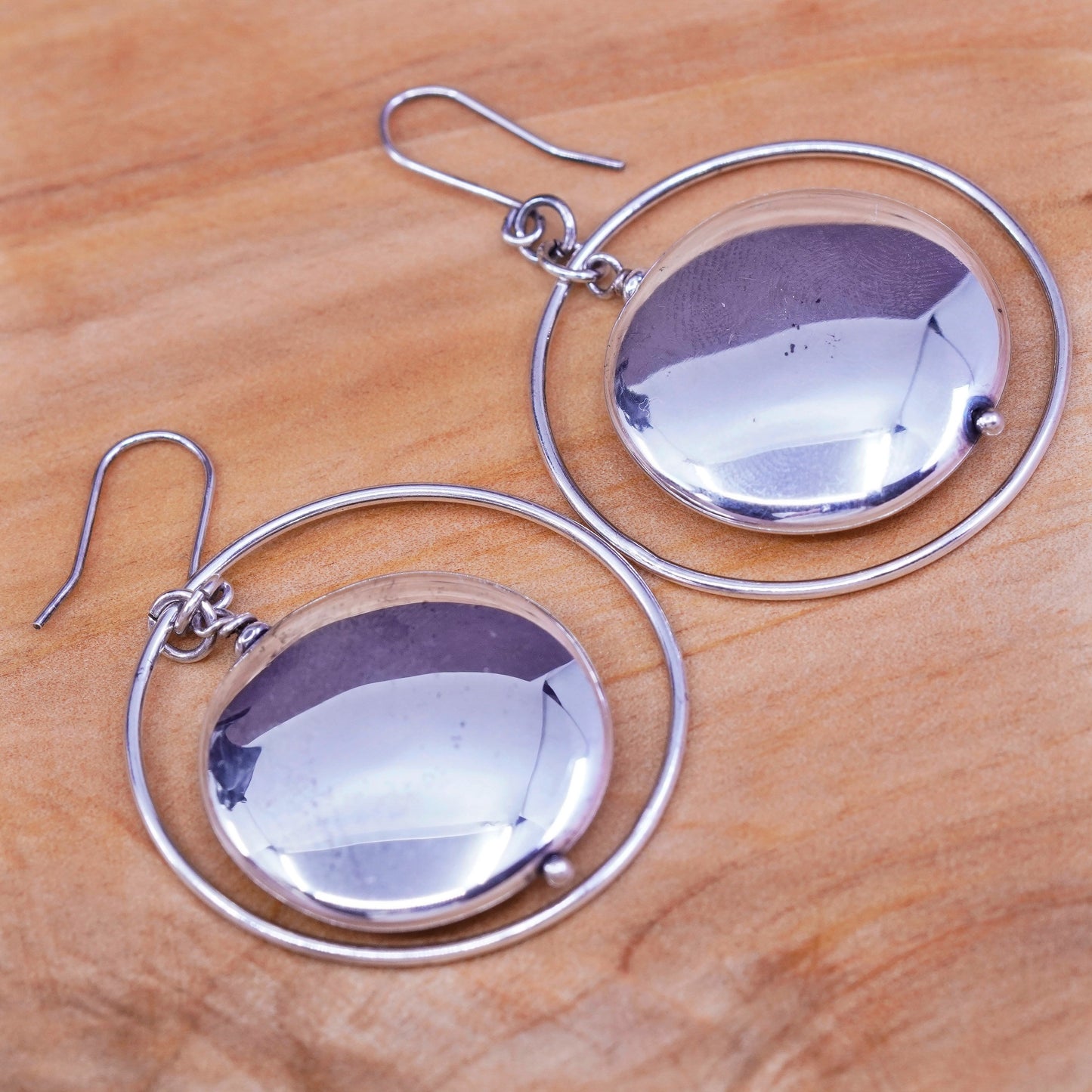PV Italy Sterling silver earrings, Modern 925 multi circle dangles