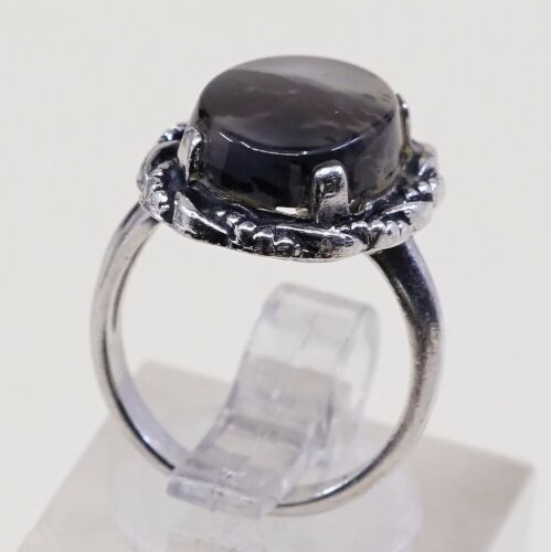 Sz 4, 1930s Clark & Coombs 925 sterling silver handmade ring W/ Dendritic agate