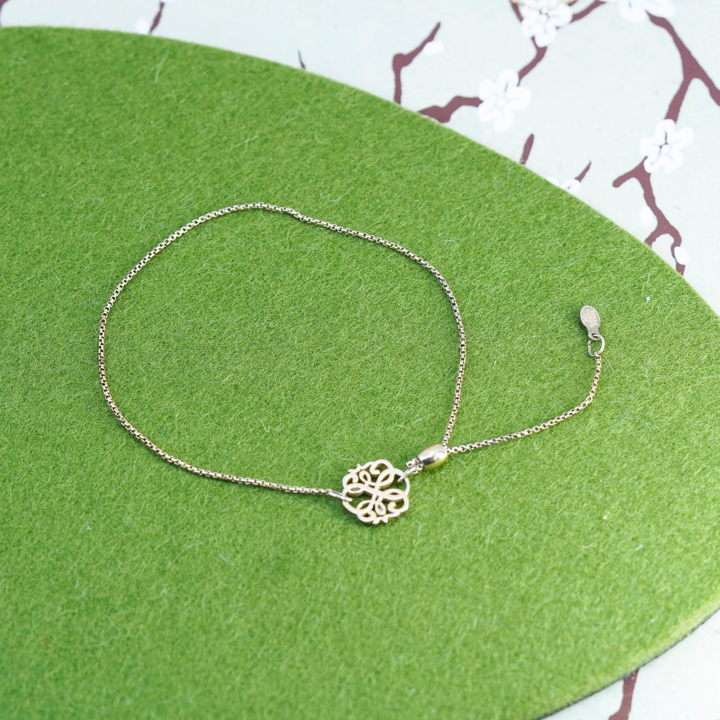 Vintage Alex and Ani sterling silver bracelet, vermeil gold over 925 box chain