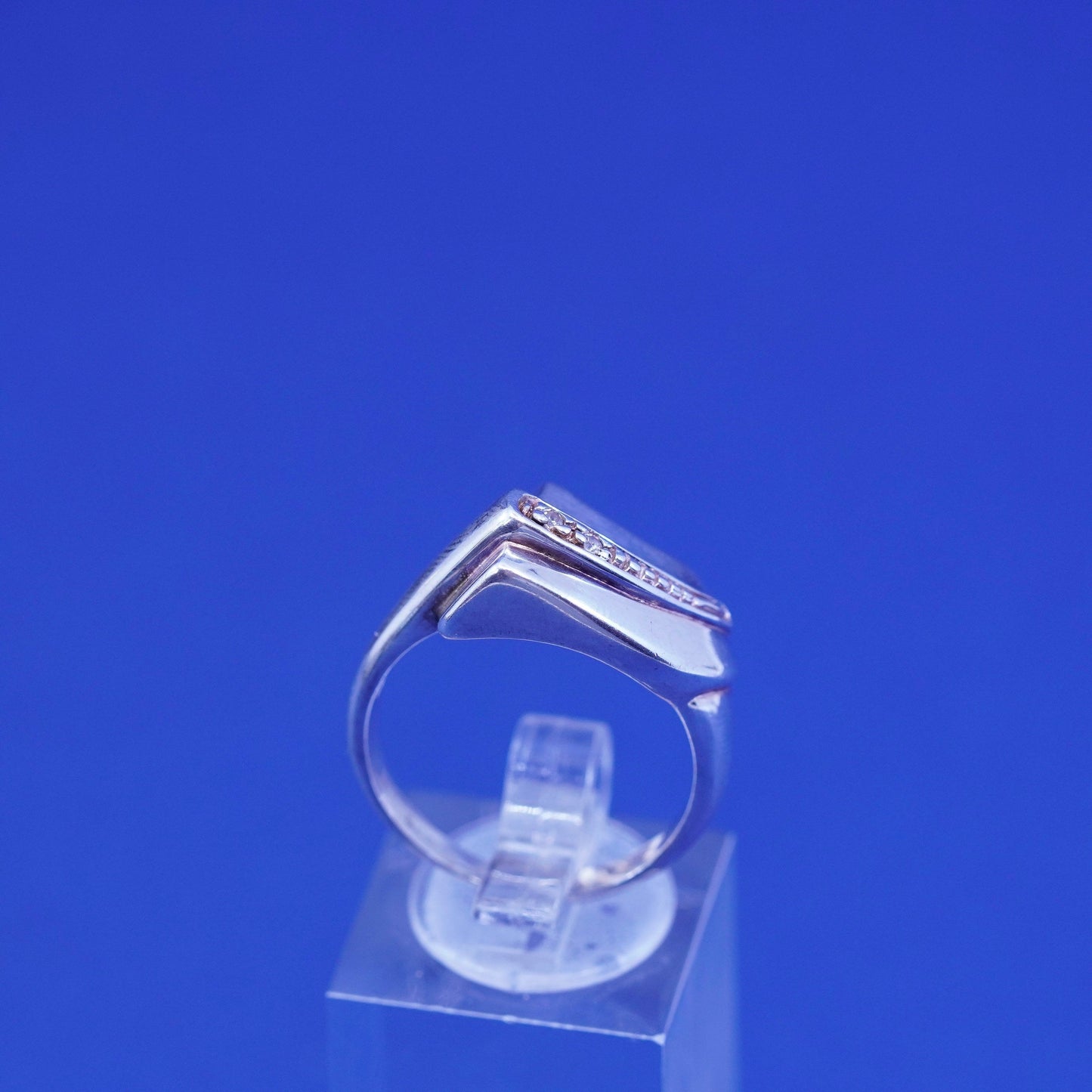 Size 9, vintage BLJ Sterling silver engagement ring, 925 band with clear cz