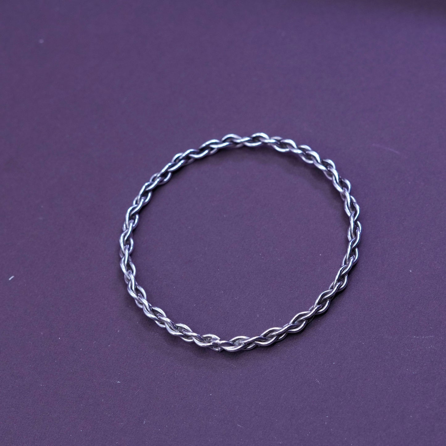 7.75”, Sterling silver handmade bracelet, Mexico 925 braided, woven bangle