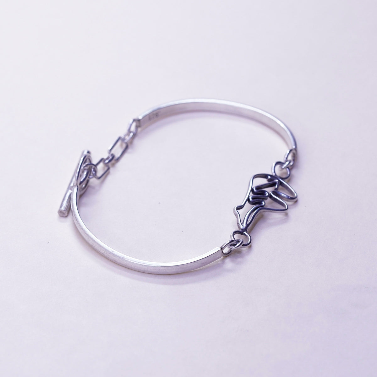6.5”, southwestern sterling 925 silver handmade bracelet, bangle polar bear