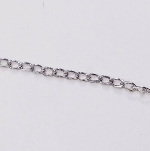 7”, 4mm, Vtg Sterling 925 Silver Handmade Bracelet, curb Chain, Stamped Ster