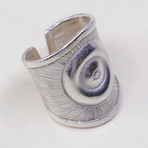 Sz 6, Vtg Sterling Silver handmade Ring. 925 modernist, Statement Embossed Ring