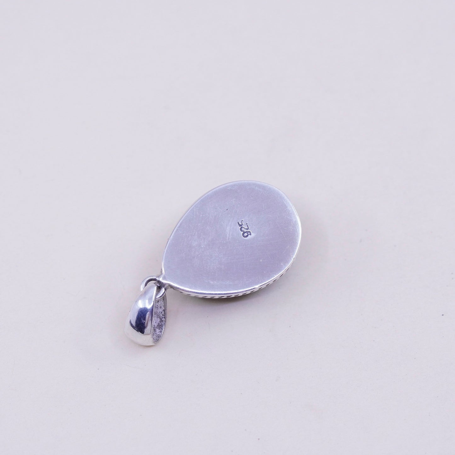 Vintage southwestern sterling 925 silver handmade pendant with teardrop stone