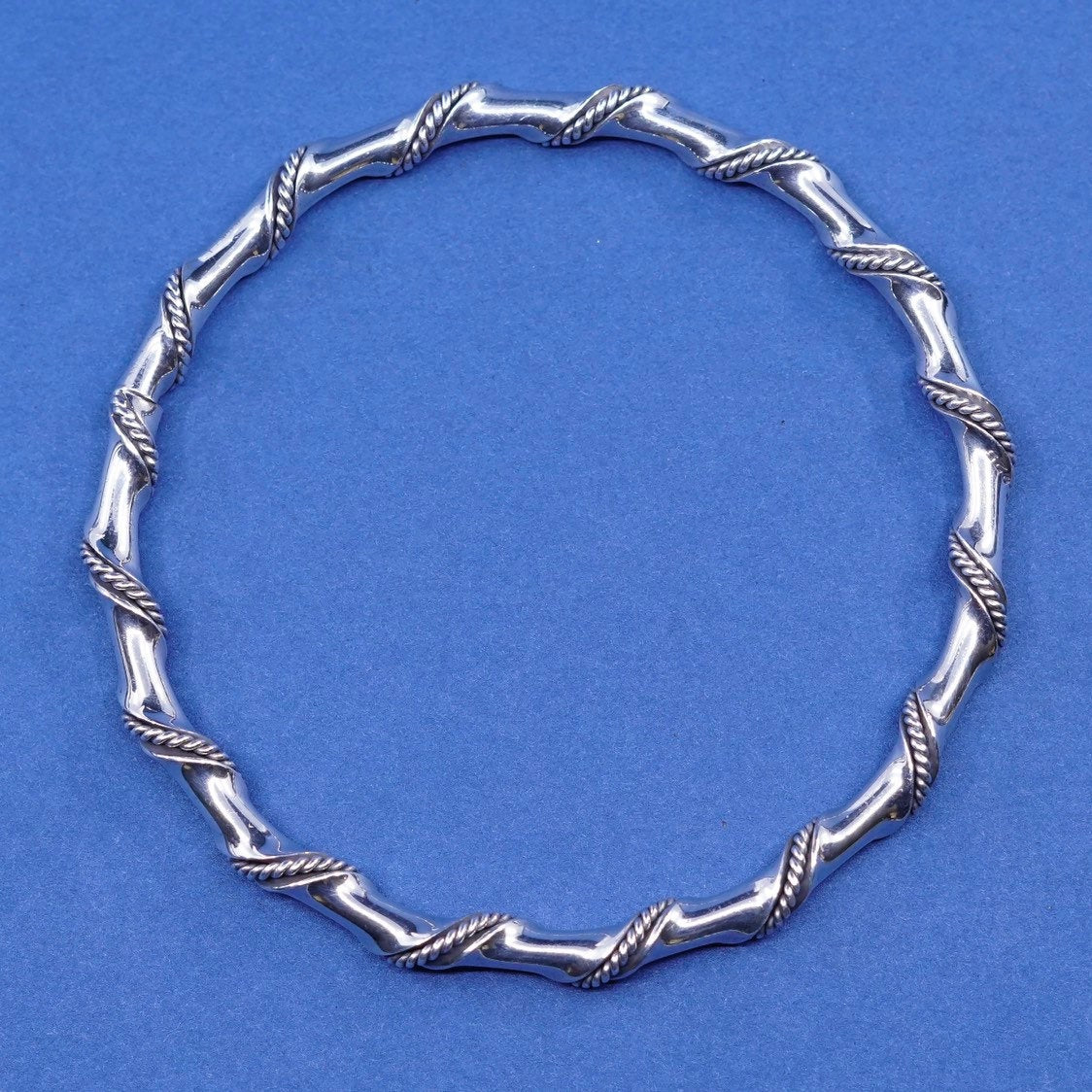 8.25", vtg sterling silver handmade bracelet, Mexico 925 twisted cable bangle