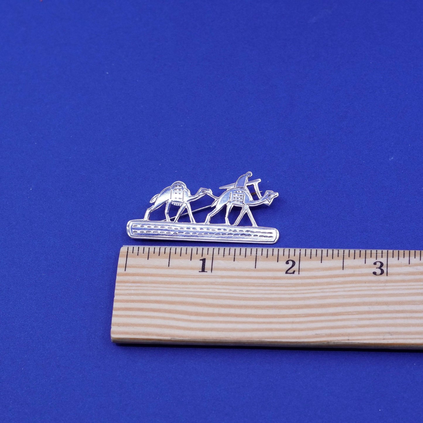Vintages sterling silver handmade brooch 925 camel rider merchant Silk Road pin