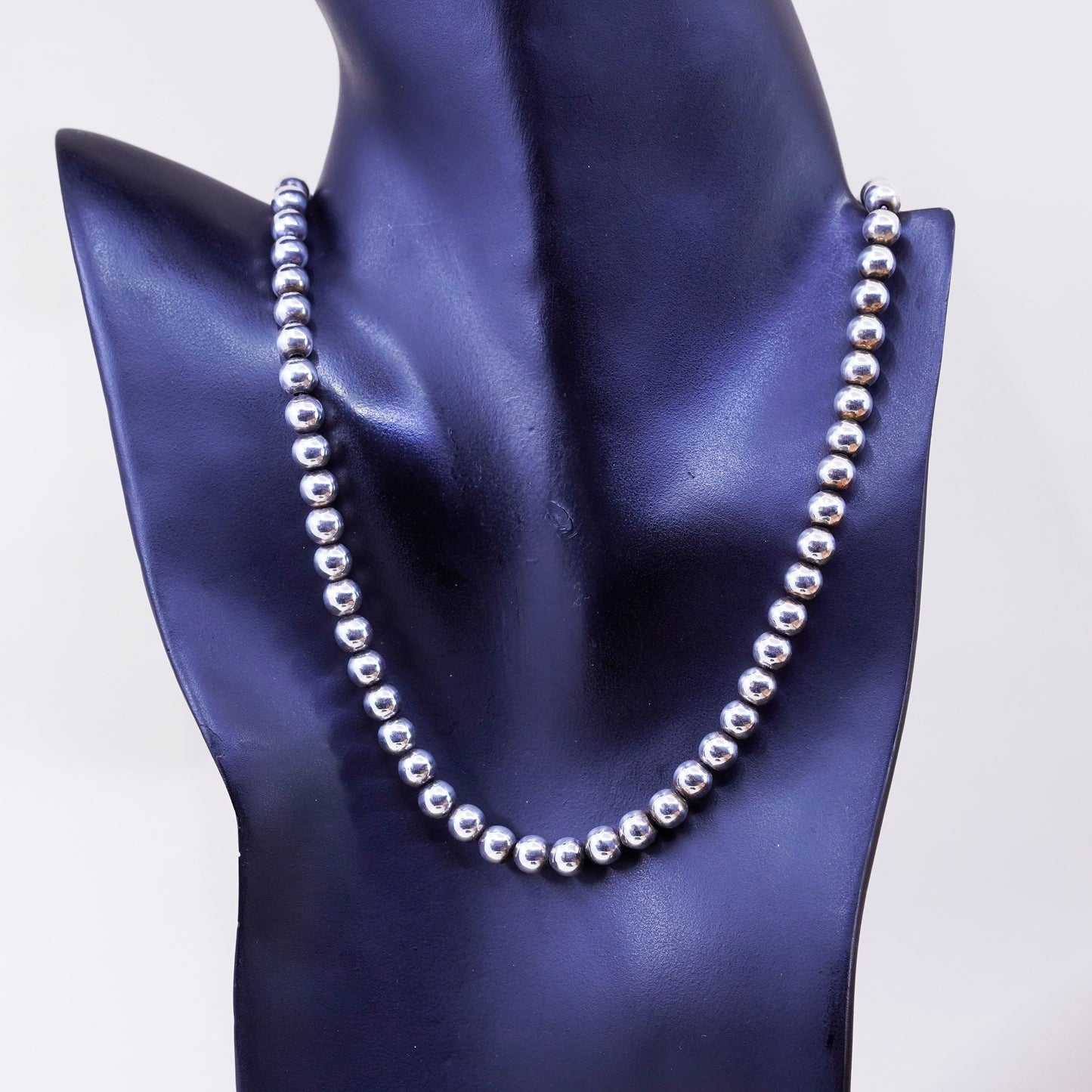 20” 7mm, vintage Sterling silver necklace, 925 bead chain
