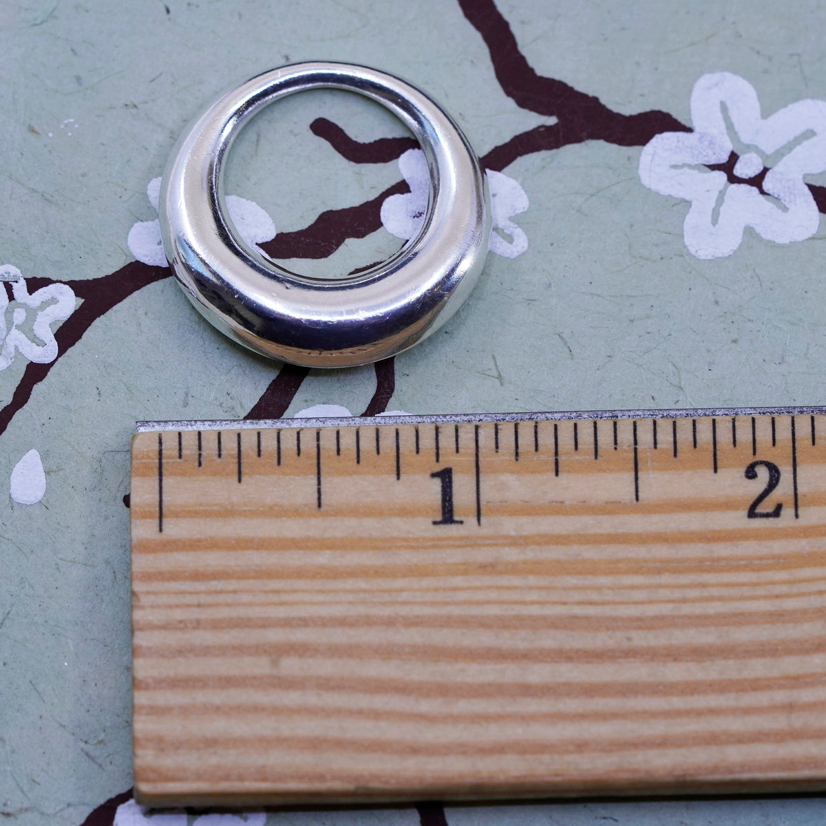 Vintage Sterling silver handmade pendant, 925 high polished circle
