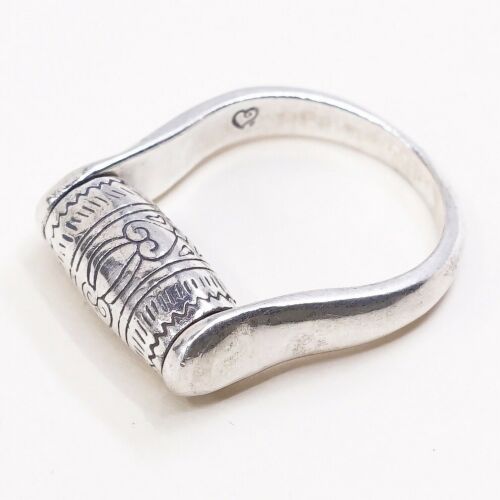 Sz 6.5 Vtg Brighton Sayan Sterling Silver Handmade Ring, 925 Spinner Roller Band