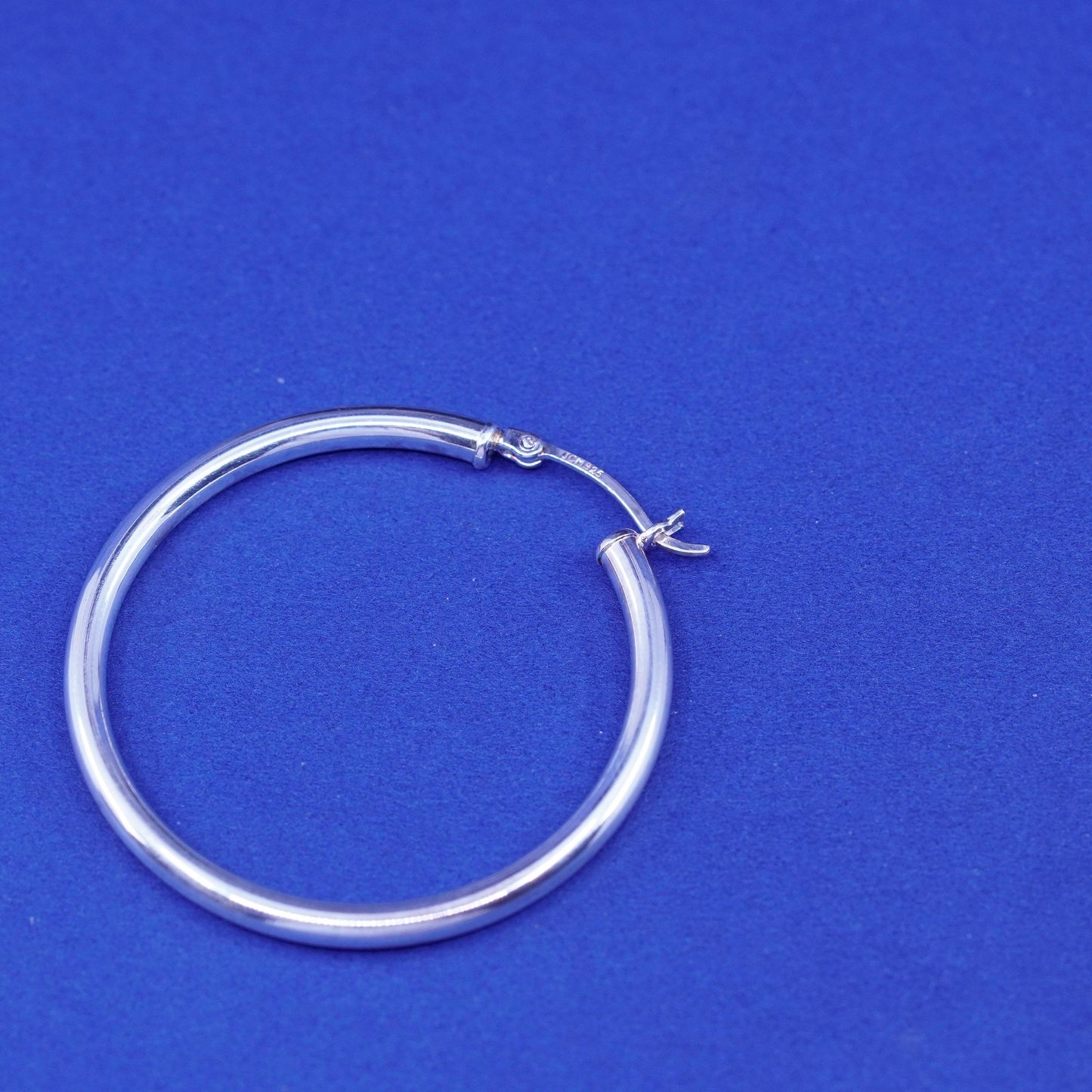 1.5”, vintage Sterling silver handmade hoop earrings, bold 925 huggie