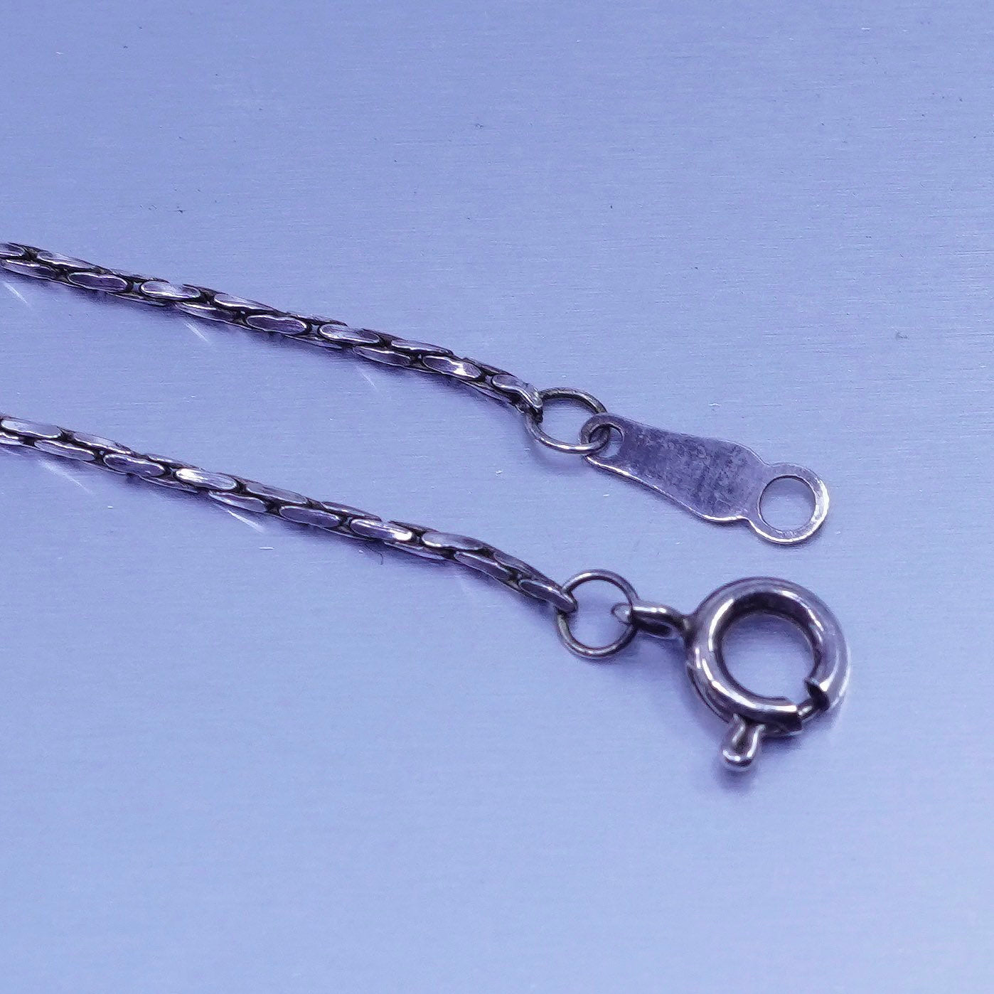 18” 1mm, vintage Italy Sterling 925 silver wavy fancy chain necklace