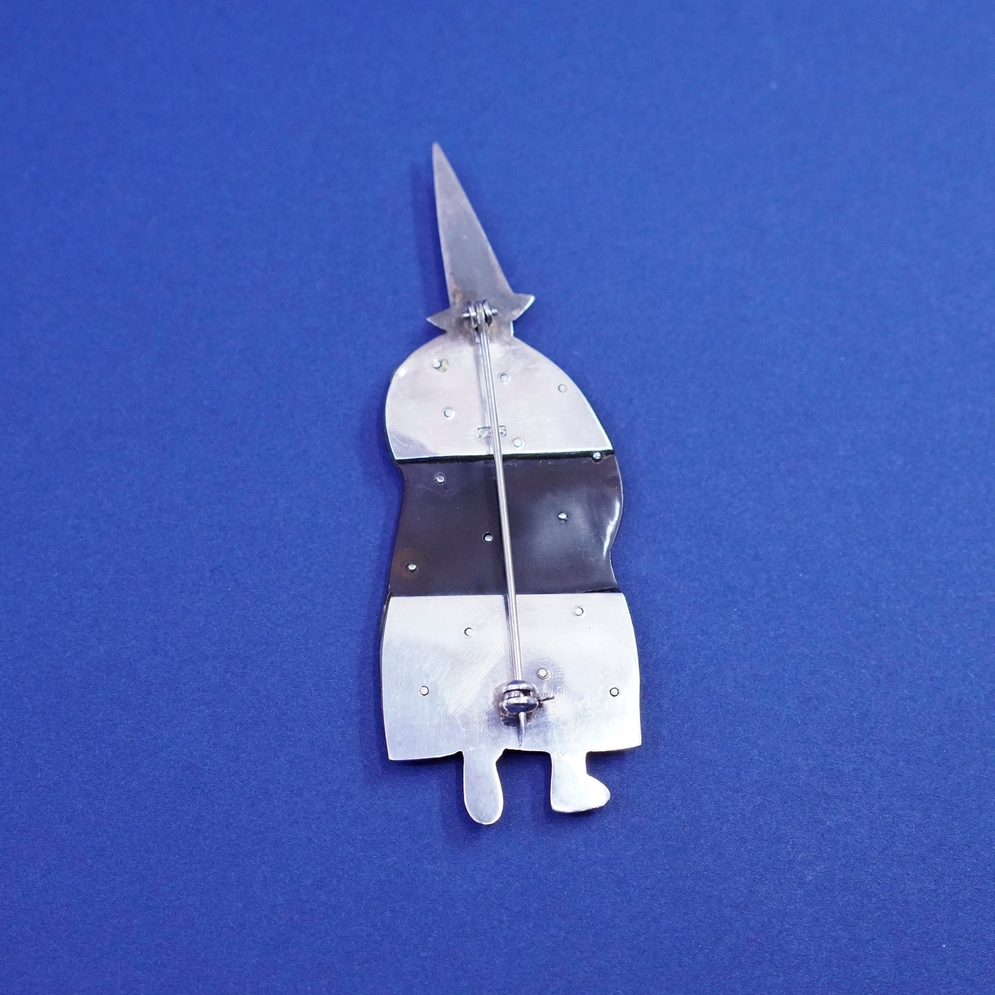 Vintage Sterling 925 silver handmade wizard brooch with mother of pearl beads