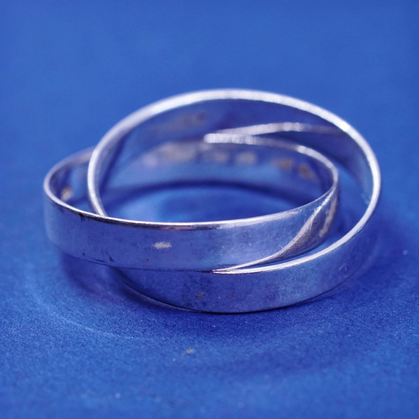 Size 11, vintage Sterling silver handmade ring, 925 entwined band