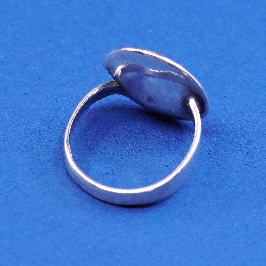 sz 7.5, vtg modern Sterling silver handmade ring, southwestern, 925 w/ hematite