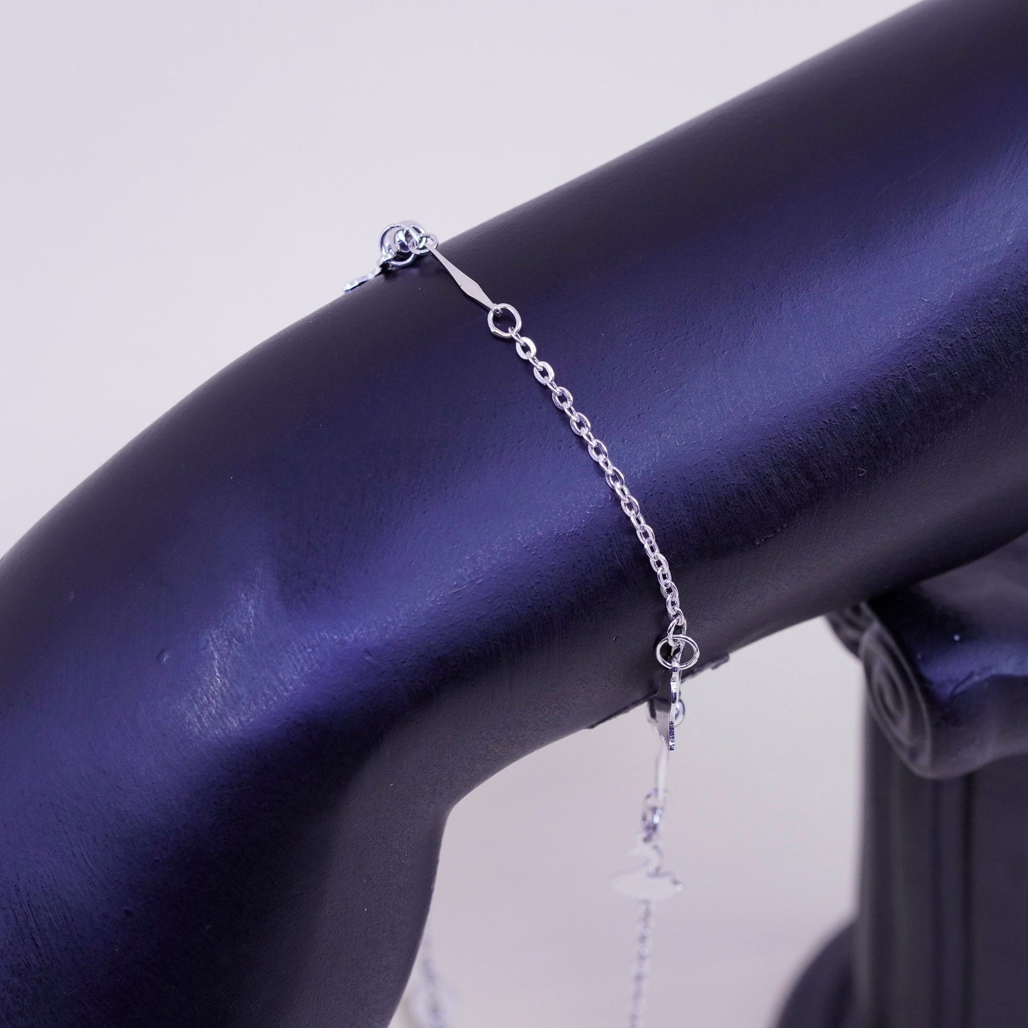 10”, sterling silver anklet bracelet, 925 swan dolphin starfish heart charms