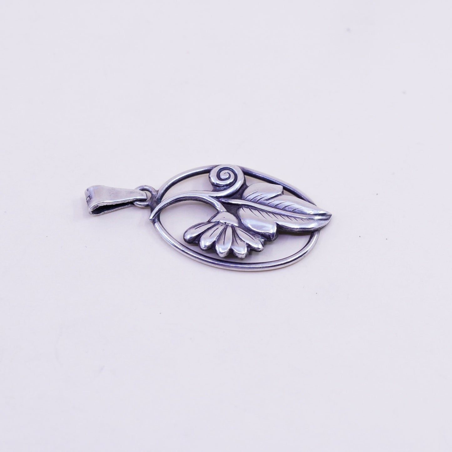 Vintage Sterling silver pendant, 925 leaf charm
