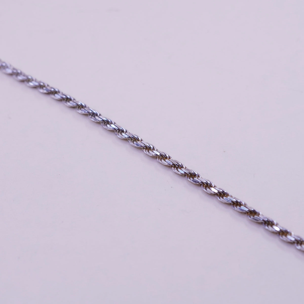 7.75”, 3mm, Vintage sterling 925 silver Italy rope chain bracelet