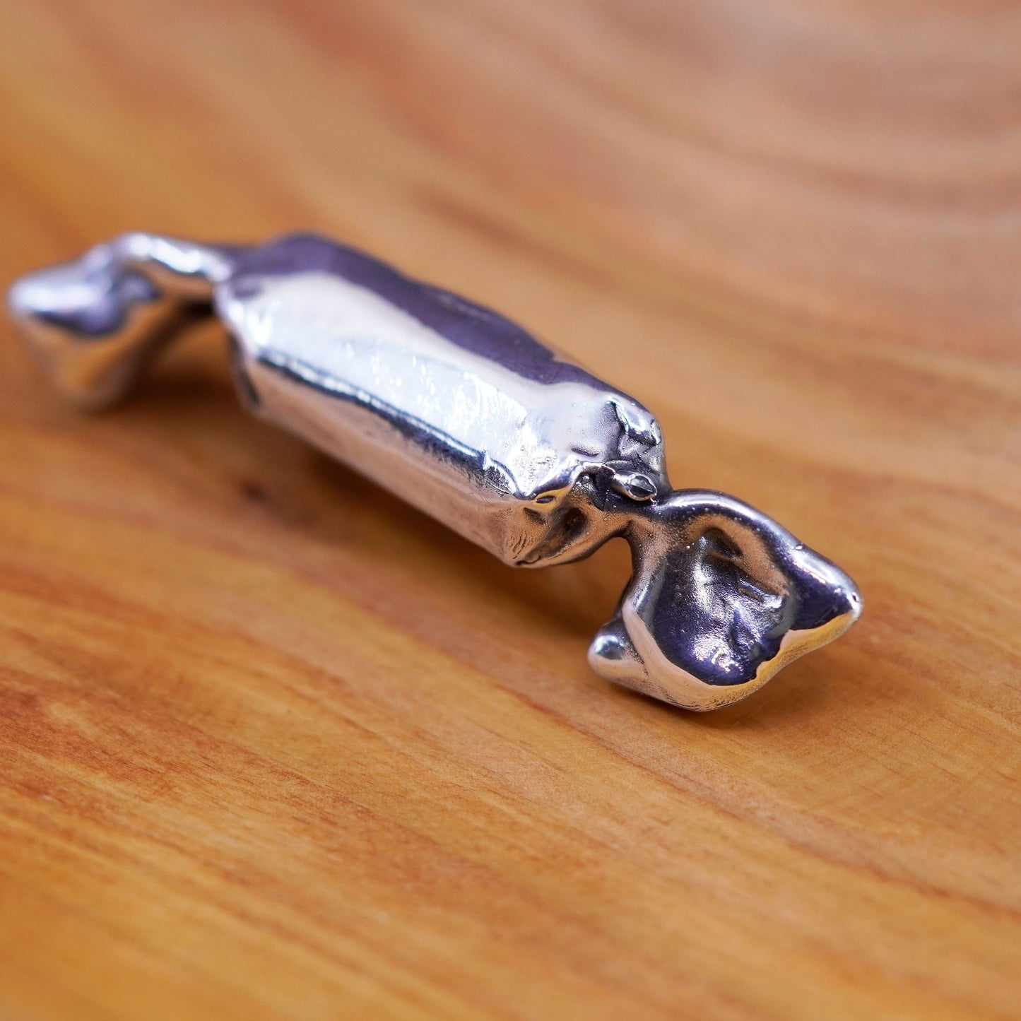 Vintage handmade puffy sterling 925 silver candy brooch pin