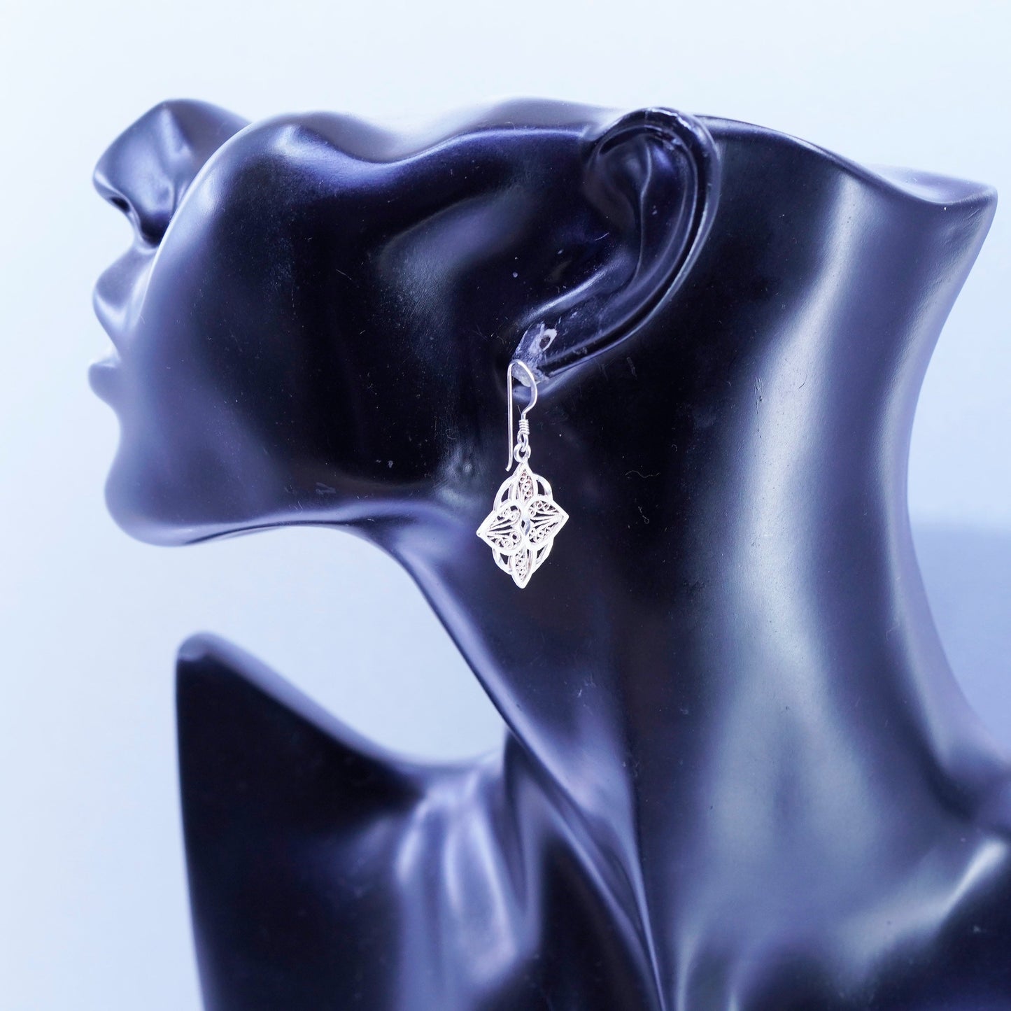 Vintage Sterling 925 silver handmade filigree earrings