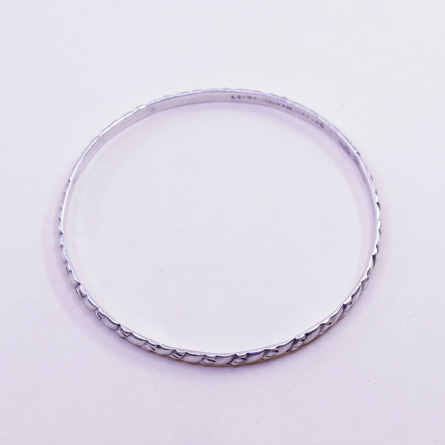 8”, vintage sterling 925 silver handmade textured bracelet, bangle