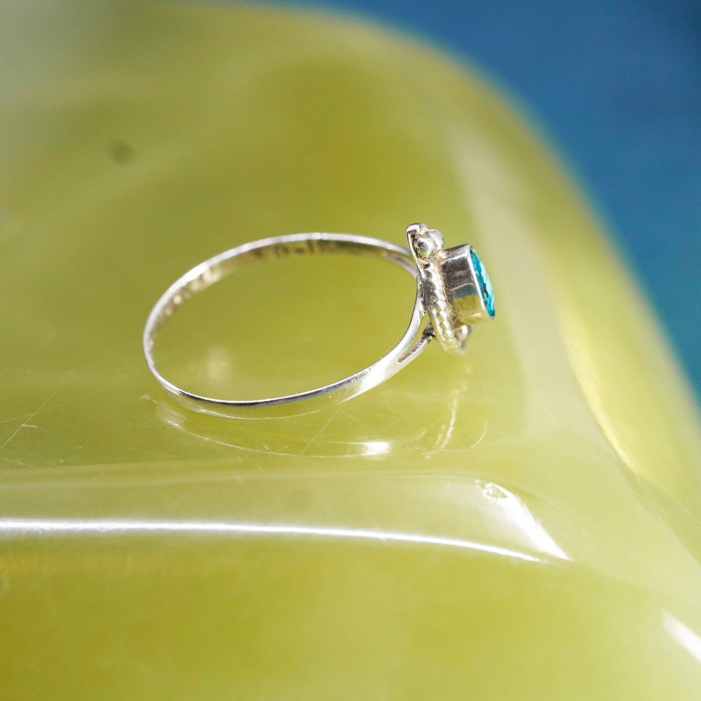 Size 6.5, Native American, southwestern Sterling 925 silver ring with turquoise