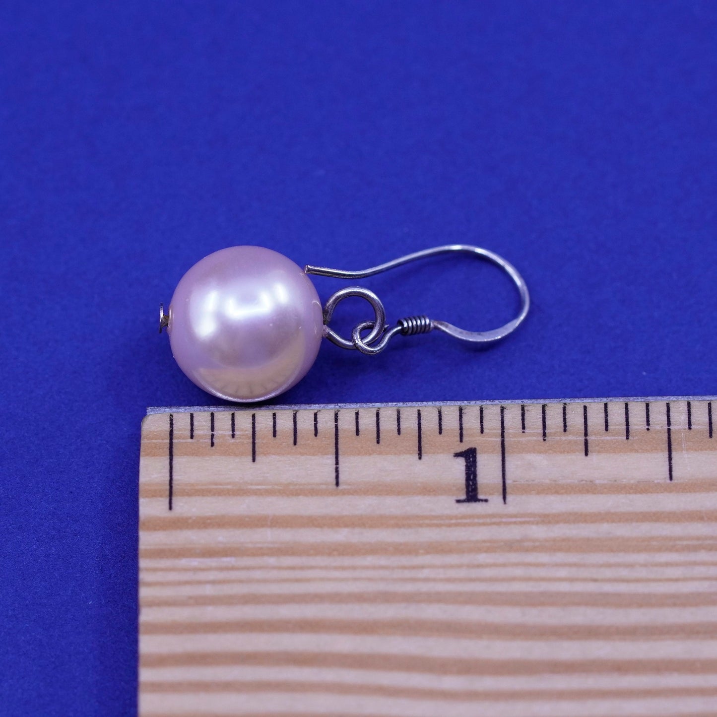 Vintage sterling silver handmade earrings, 925 hooks with pearl