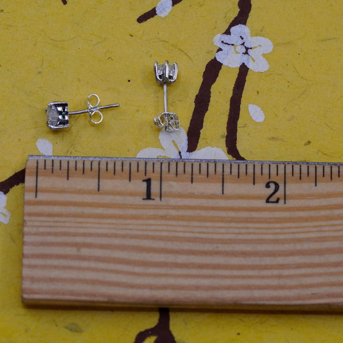 vintage Sterling 925 silver heart star studs, cz earrings