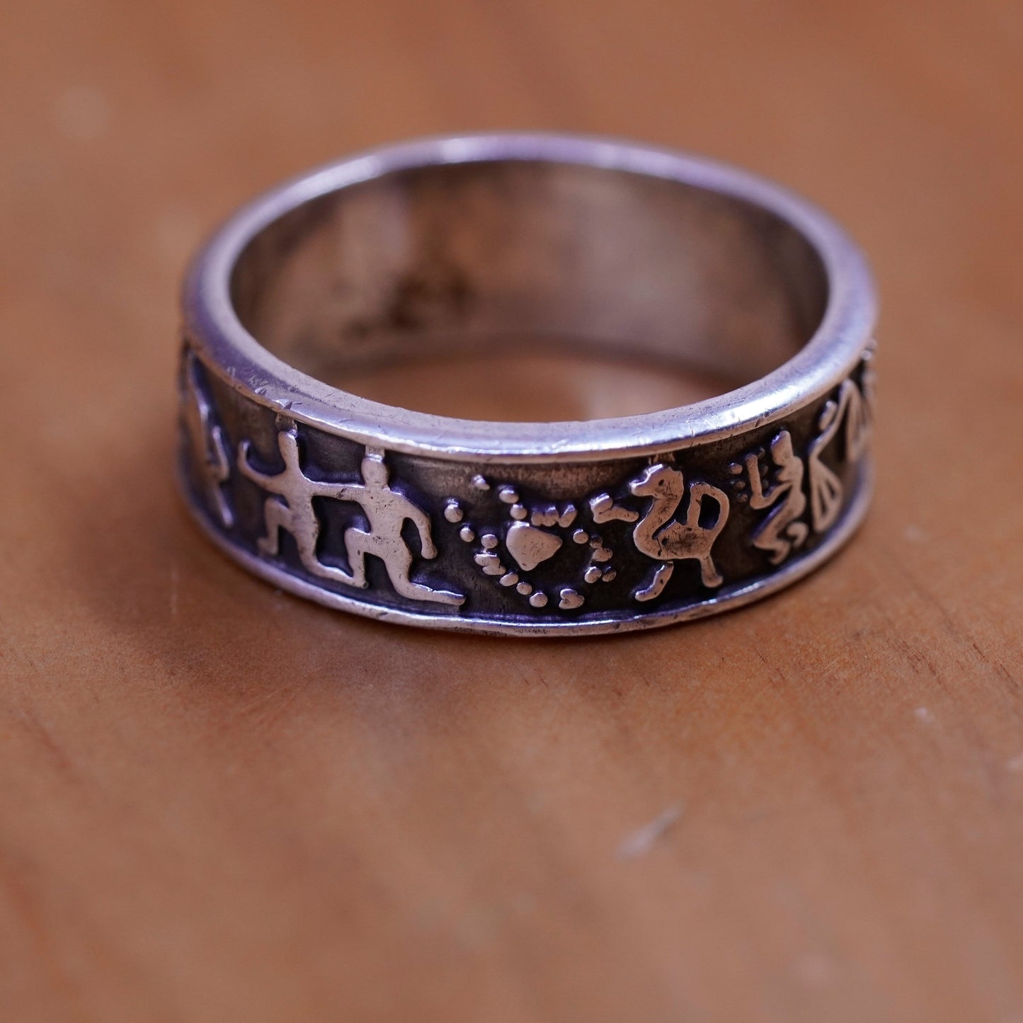 Size 9, southwestern Sterling silver handmade ring, 925 all 12 sign star band