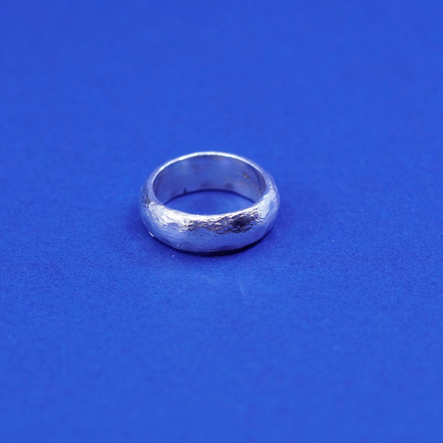 Size 4.75, vintage Sterling silver handmade ring, hammered 925 wedding band