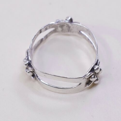 Size 6, Vtg stackable Sterling Silver Handmade Ring 925 Band W/ Beads