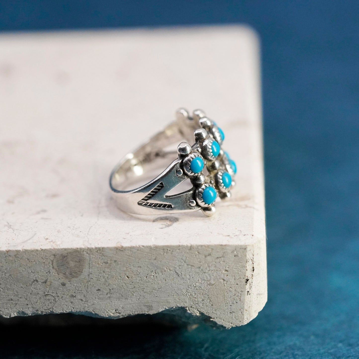 Size 7, bell trading post Sterling 925 silver turquoise ring, Native American,