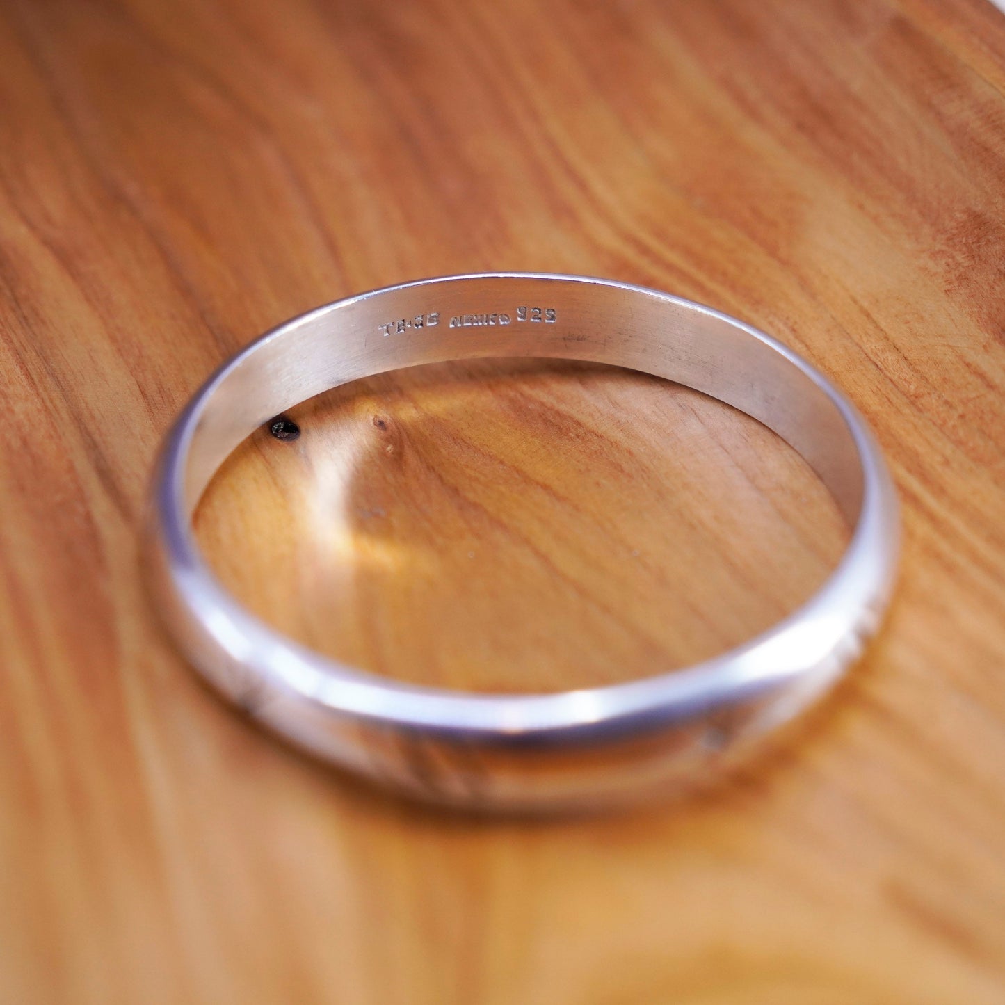 8”, Vintage Mexico Sterling silver handmade bracelet, 925 bangle with cut out