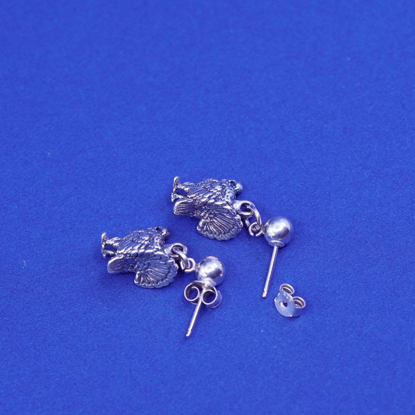 Vintage sterling silver handmade earrings, 925 Turkey