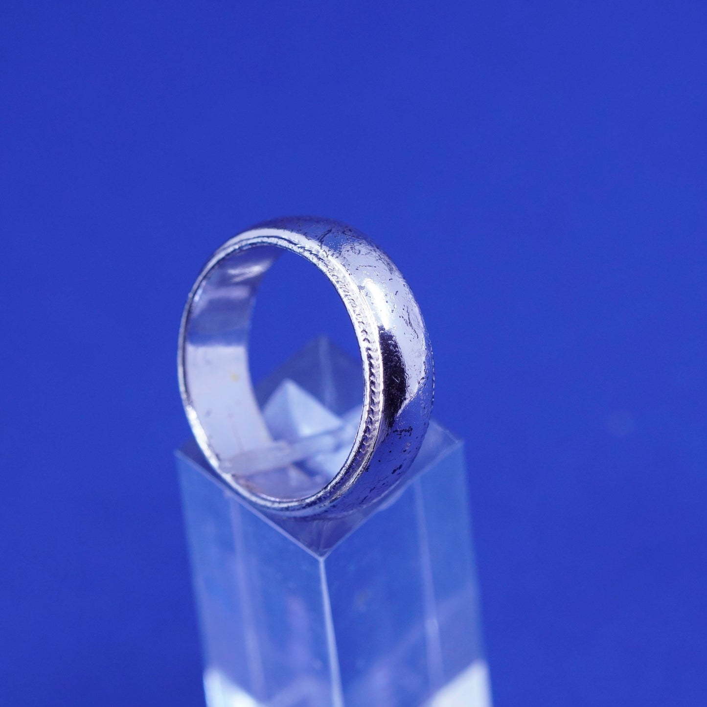 Size 12, vintage Sterling silver handmade band, 925 ribbed cable band