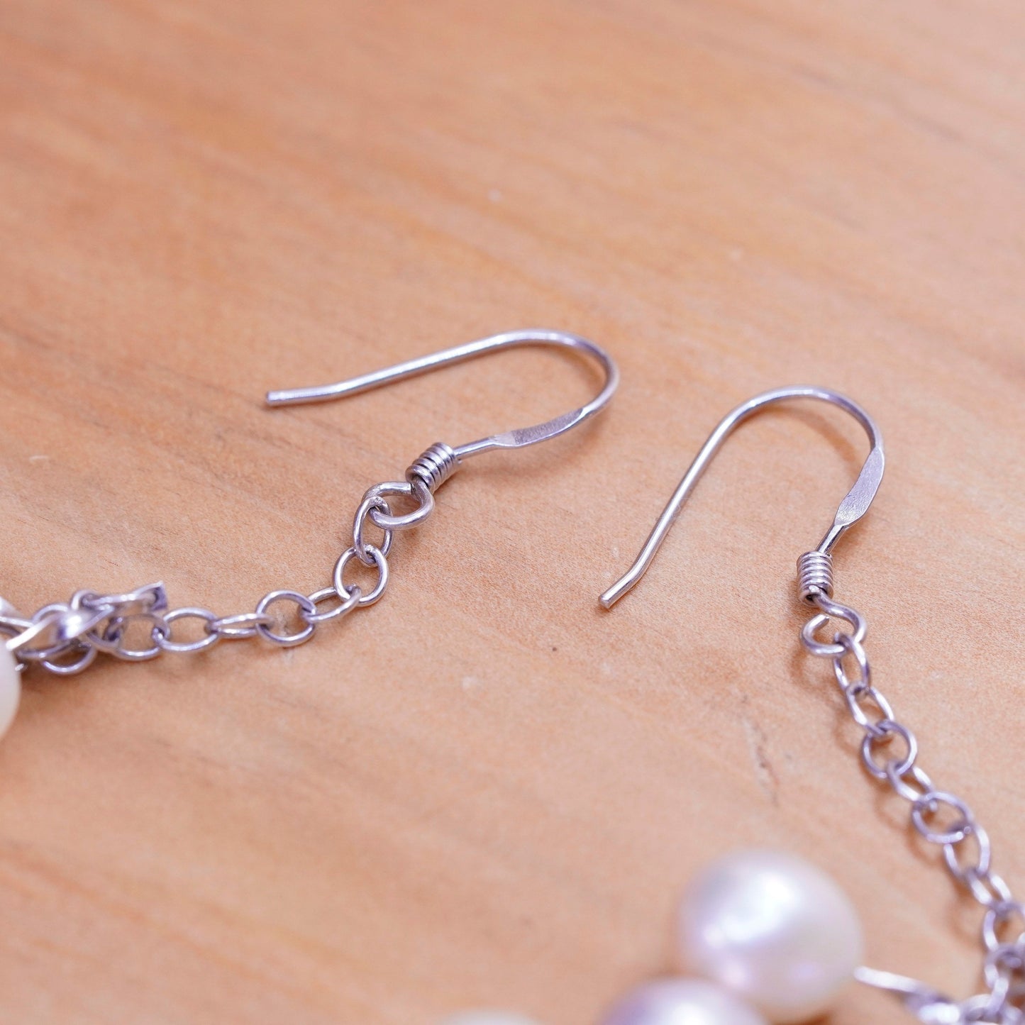 Vintage Sterling 925 silver Handmade earrings with cluster pearl