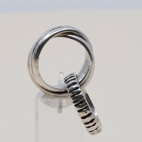 Size 9, Vtg Sterling Silver handmade Ring. 925 modernist, Entwined Bold band